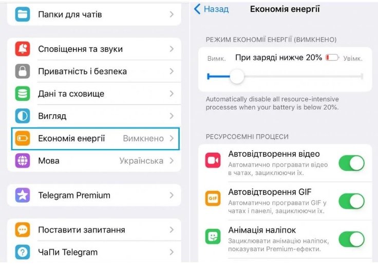 Після оновлення Telegram надав можливість заощаджувати заряд батареї: з'явилася нова опція в налаштуваннях